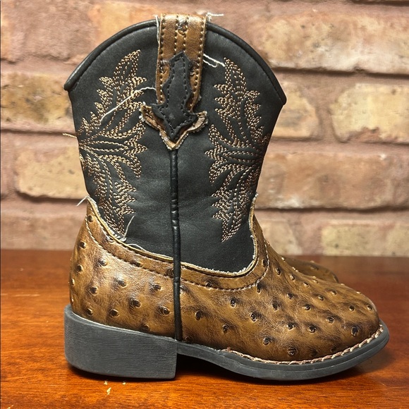 Roper Kids Black and Tan Embroidered Boots 7 GUC - Picture 1 of 10